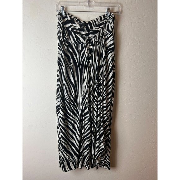 Black Label By Chico's Sz 1 (US M US 8) Zebra Animal Print Maxi Skirt Fully Line - Picture 1 of 7